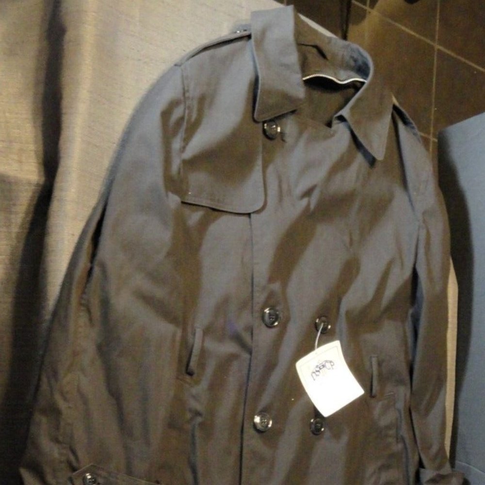 MILITARY REGULATION UNIFORM BLACK sz40R TRENCH OVER-COAT ALL WX DEFECTS SV 1094